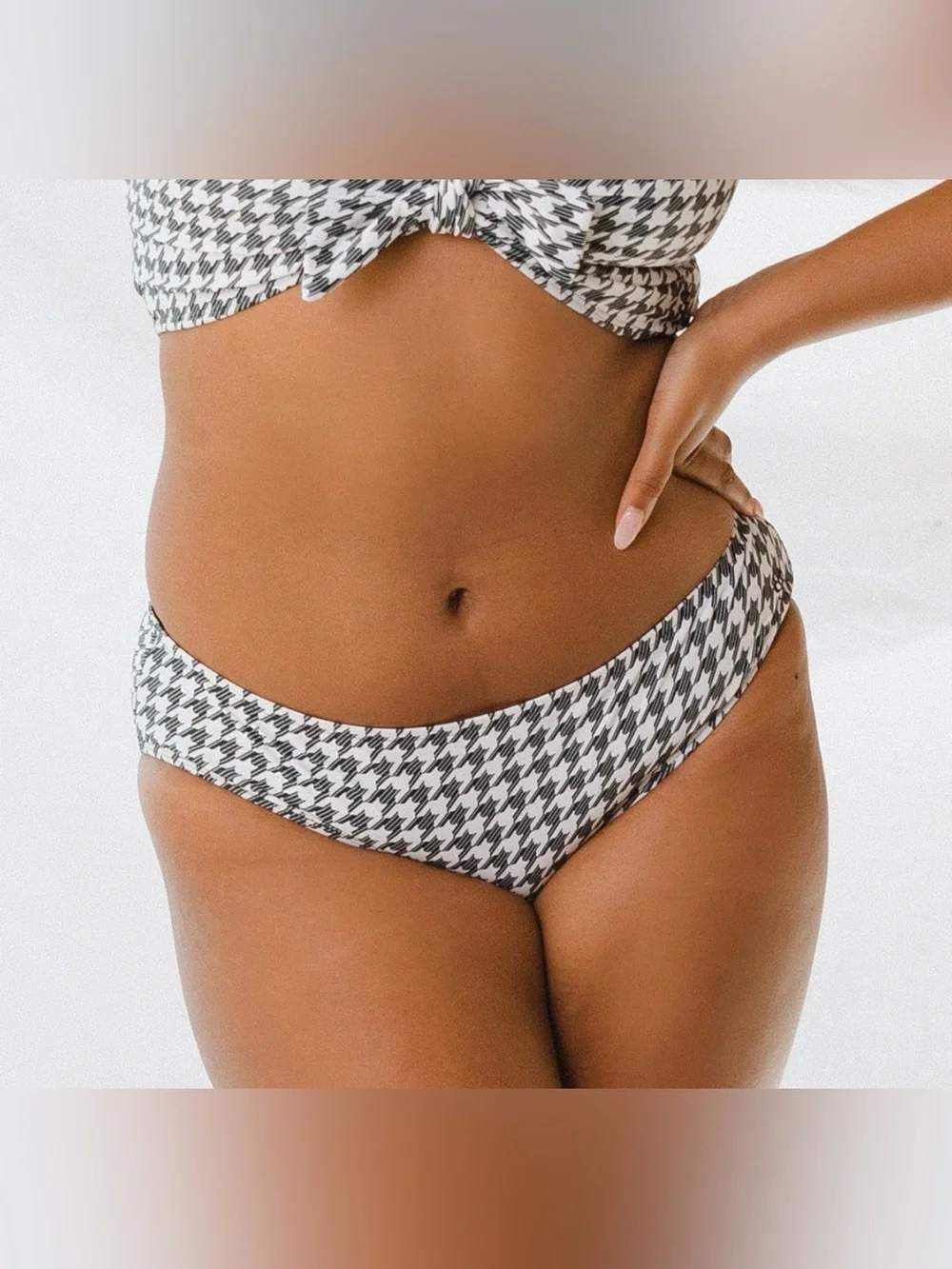 Albion Fit Houndstooth Hipster Bikini Bottoms XL NWT Black White Full Coverage